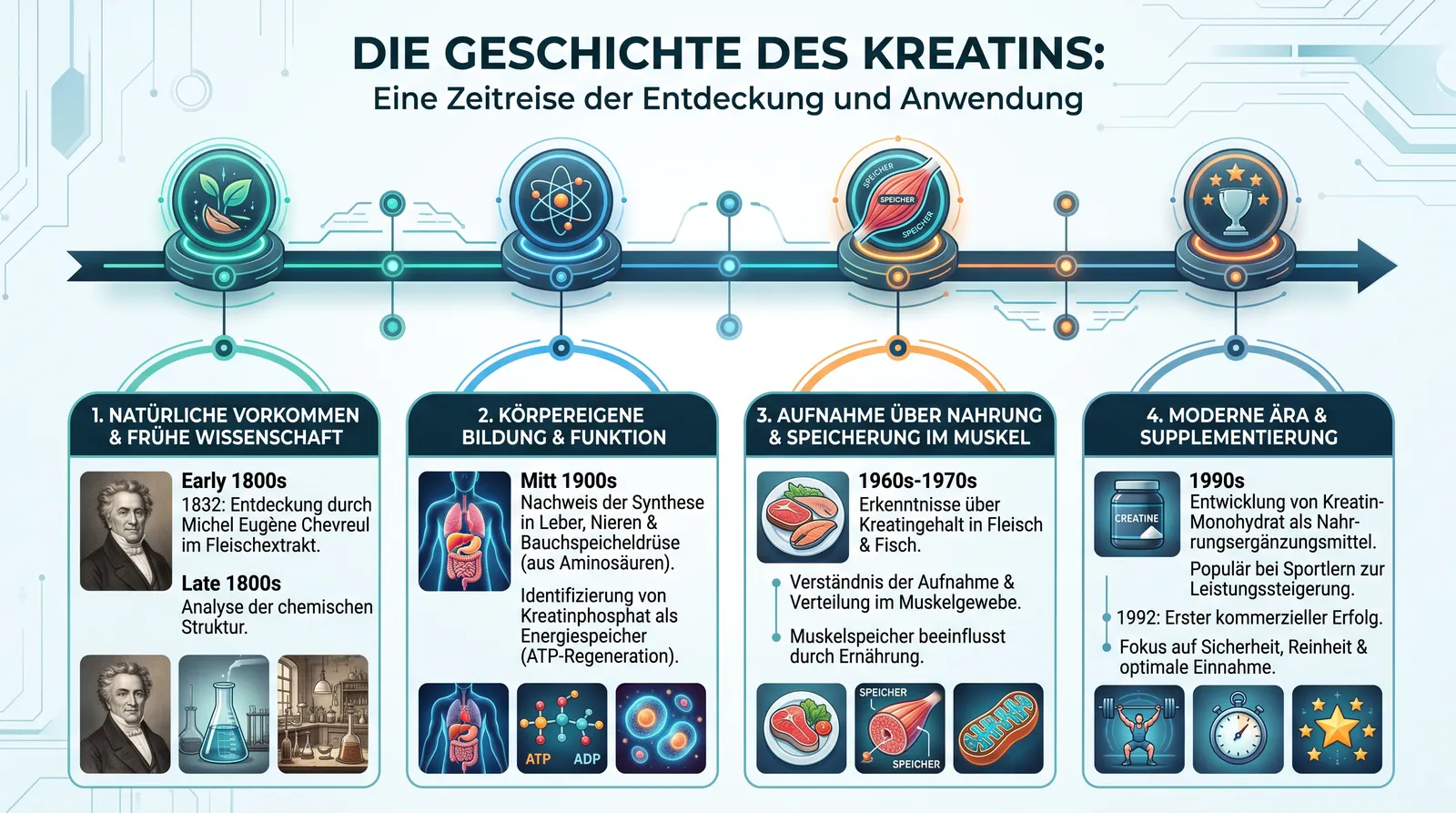 Abbildung zum Artikel: Kreatin erklärt: Wirkung, Einnahme, Muskelaufbau und wissenschaftliche Fakten