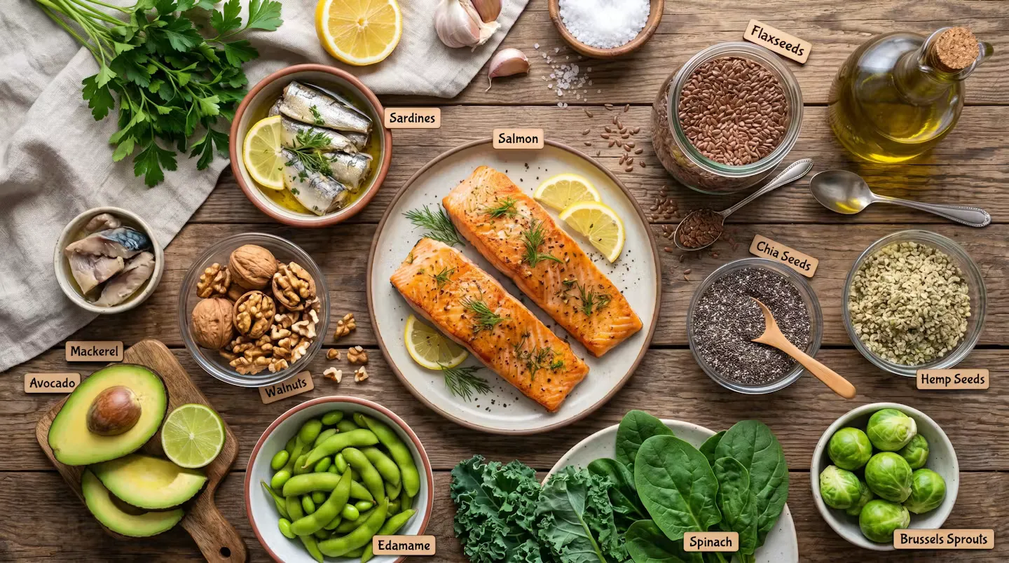Beitragsbild zum Artikel: Omega-3-reiche Lebensmittel: Die vollständige Übersicht (mit Tabelle)