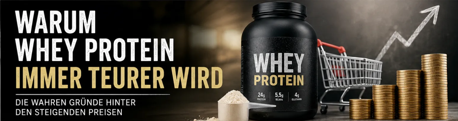 Beitragsbild zum Artikel: Warum Whey Protein plötzlich so teuer geworden ist – Die ganze Wahrheit hinter den steigenden Preisen